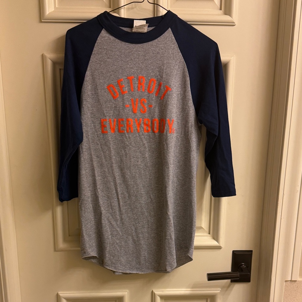 NWOT Detroit Vs. Everybody Navy and Gray Shirt